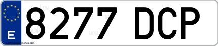Ejemplo de matrícula española 8277 DCP