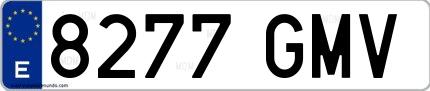 Ejemplo de matrícula española 8277 GMV