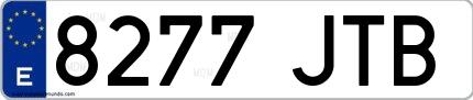 Ejemplo de matrícula española 8277 JTB