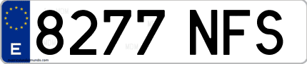 Ejemplo de matrícula de coche ordinaria 8277 NFS