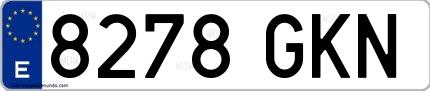 Ejemplo de matrícula española 8278 GKN