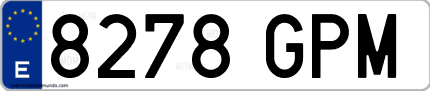Ejemplo de matrícula de coche ordinaria 8278 GPM