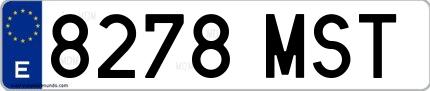 Ejemplo de matrícula española 8278 MST