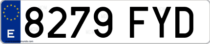 Ejemplo de matrícula de coche ordinaria 8279 FYD