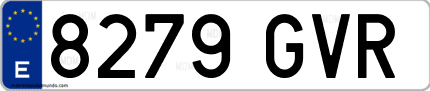 Ejemplo de matrícula de coche ordinaria 8279 GVR