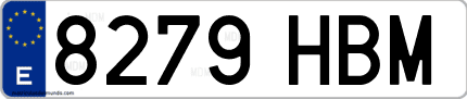 Ejemplo de matrícula de coche ordinaria 8279 HBM