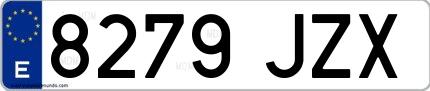 Ejemplo de matrícula española 8279 JZX