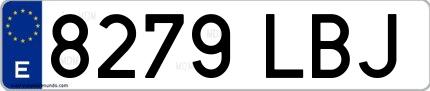 Ejemplo de matrícula española 8279 LBJ