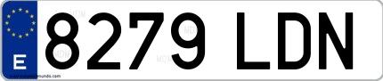 Ejemplo de matrícula española 8279 LDN