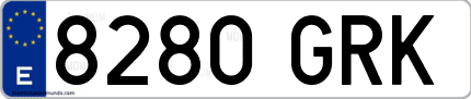 Ejemplo de matrícula de coche ordinaria 8280 GRK