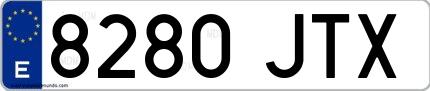 Ejemplo de matrícula española 8280 JTX