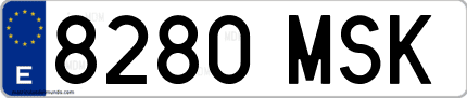 Ejemplo de matrícula de coche ordinaria 8280 MSK
