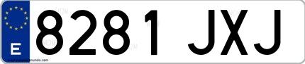 Ejemplo de matrícula española 8281 JXJ