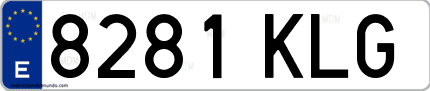 Ejemplo de matrícula de coche ordinaria 8281 KLG