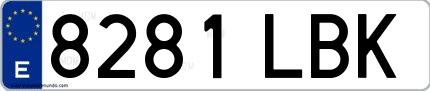 Ejemplo de matrícula española 8281 LBK