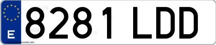 Ejemplo de matrícula española 8281 LDD