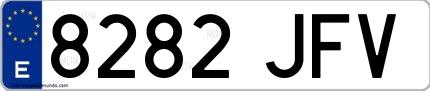 Ejemplo de matrícula española 8282 JFV