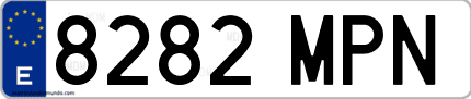 Ejemplo de matrícula de coche ordinaria 8282 MPN