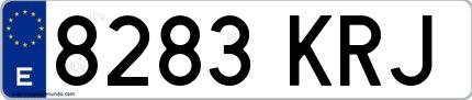 Ejemplo de matrícula española 8283 KRJ