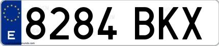 Ejemplo de matrícula española 8284 BKX