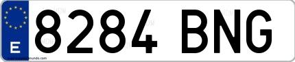 Ejemplo de matrícula española 8284 BNG