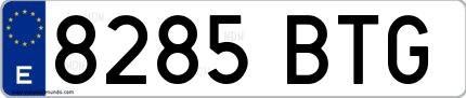 Ejemplo de matrícula española 8285 BTG