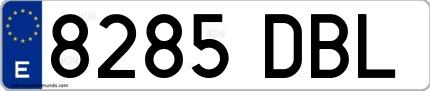 Ejemplo de matrícula española 8285 DBL