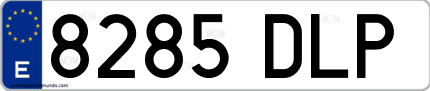Ejemplo de matrícula de coche ordinaria 8285 DLP