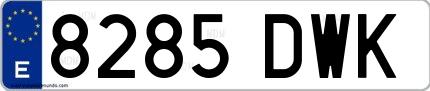Ejemplo de matrícula española 8285 DWK
