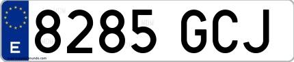 Ejemplo de matrícula española 8285 GCJ