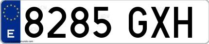 Ejemplo de matrícula española 8285 GXH