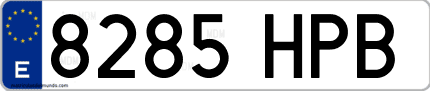 Ejemplo de matrícula de coche ordinaria 8285 HPB
