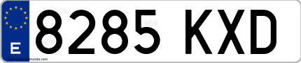 Ejemplo de matrícula de coche ordinaria 8285 KXD