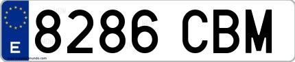 Ejemplo de matrícula española 8286 CBM