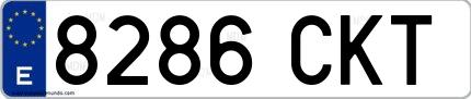 Ejemplo de matrícula española 8286 CKT