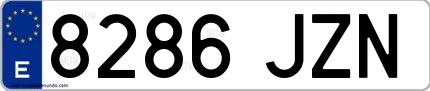 Ejemplo de matrícula española 8286 JZN