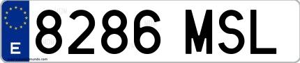 Ejemplo de matrícula española 8286 MSL