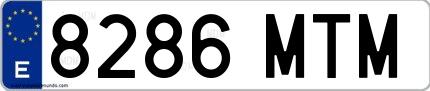 Ejemplo de matrícula española 8286 MTM