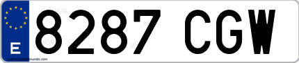 Ejemplo de matrícula de coche ordinaria 8287 CGW