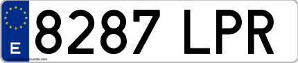Ejemplo de matrícula de coche ordinaria 8287 LPR