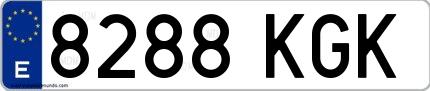 Ejemplo de matrícula española 8288 KGK