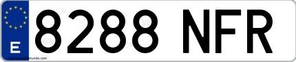 Ejemplo de matrícula española 8288 NFR