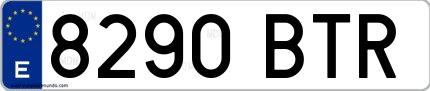 Ejemplo de matrícula española 8290 BTR