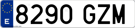 Ejemplo de matrícula de coche ordinaria 8290 GZM