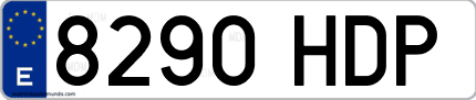 Ejemplo de matrícula de coche ordinaria 8290 HDP