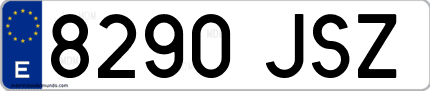 Ejemplo de matrícula de coche ordinaria 8290 JSZ