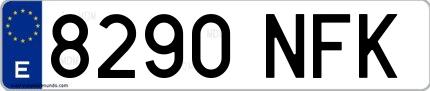 Ejemplo de matrícula española 8290 NFK