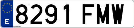 Ejemplo de matrícula de coche ordinaria 8291 FMW