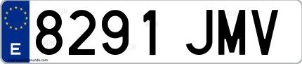 Ejemplo de matrícula española 8291 JMV