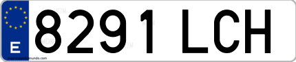 Ejemplo de matrícula de coche ordinaria 8291 LCH